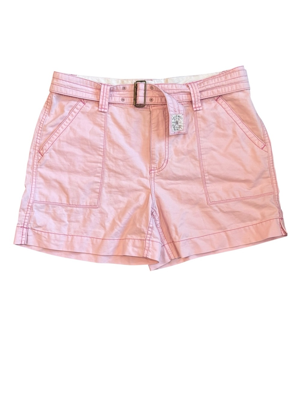 Polo by Ralph Lauren Pale Pink Cotton Belted High-Waist Shorts